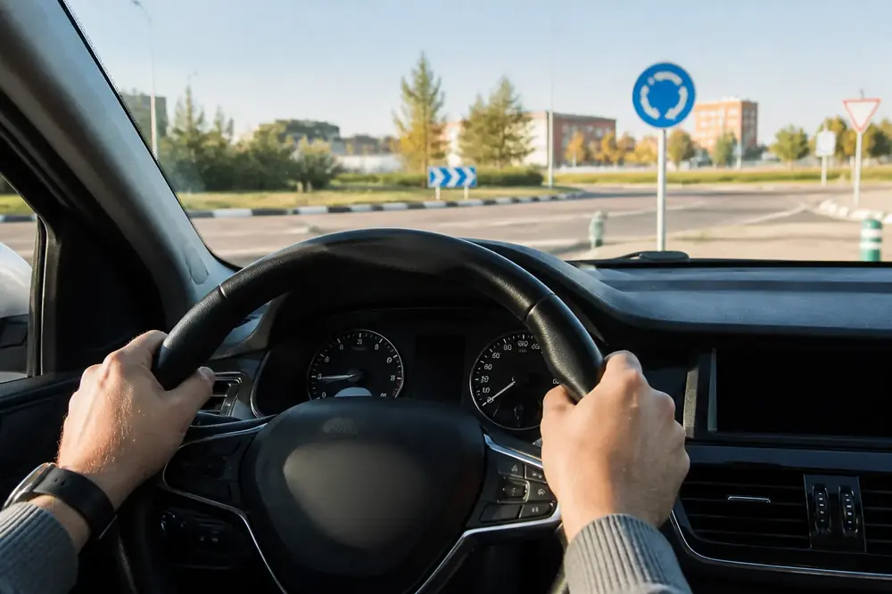 Manos sujetando el volante en la posición correcta